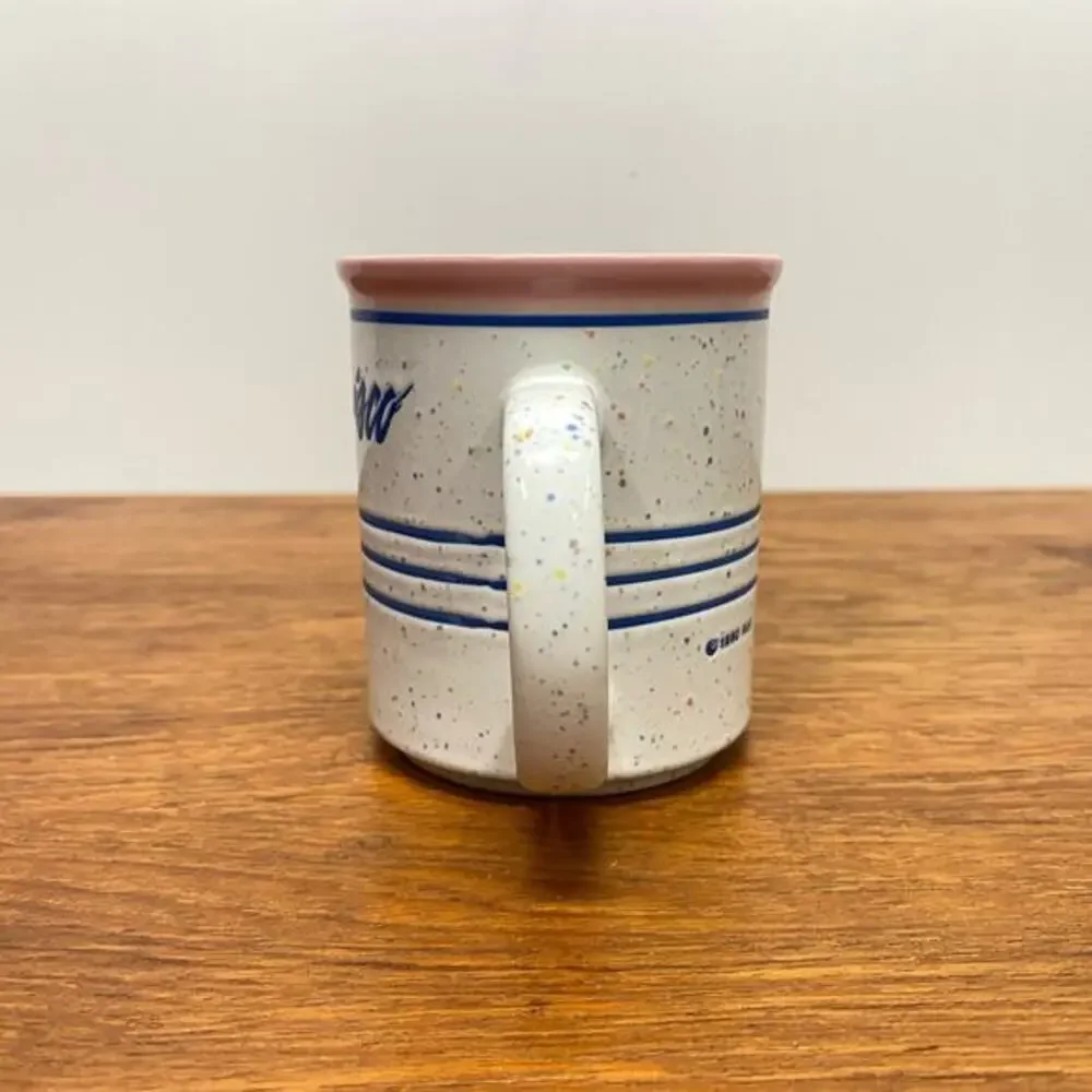 Vintage 1990 San Francisco Souvenir 8 oz Coffee Mug Striped and Speckled Glaze‎